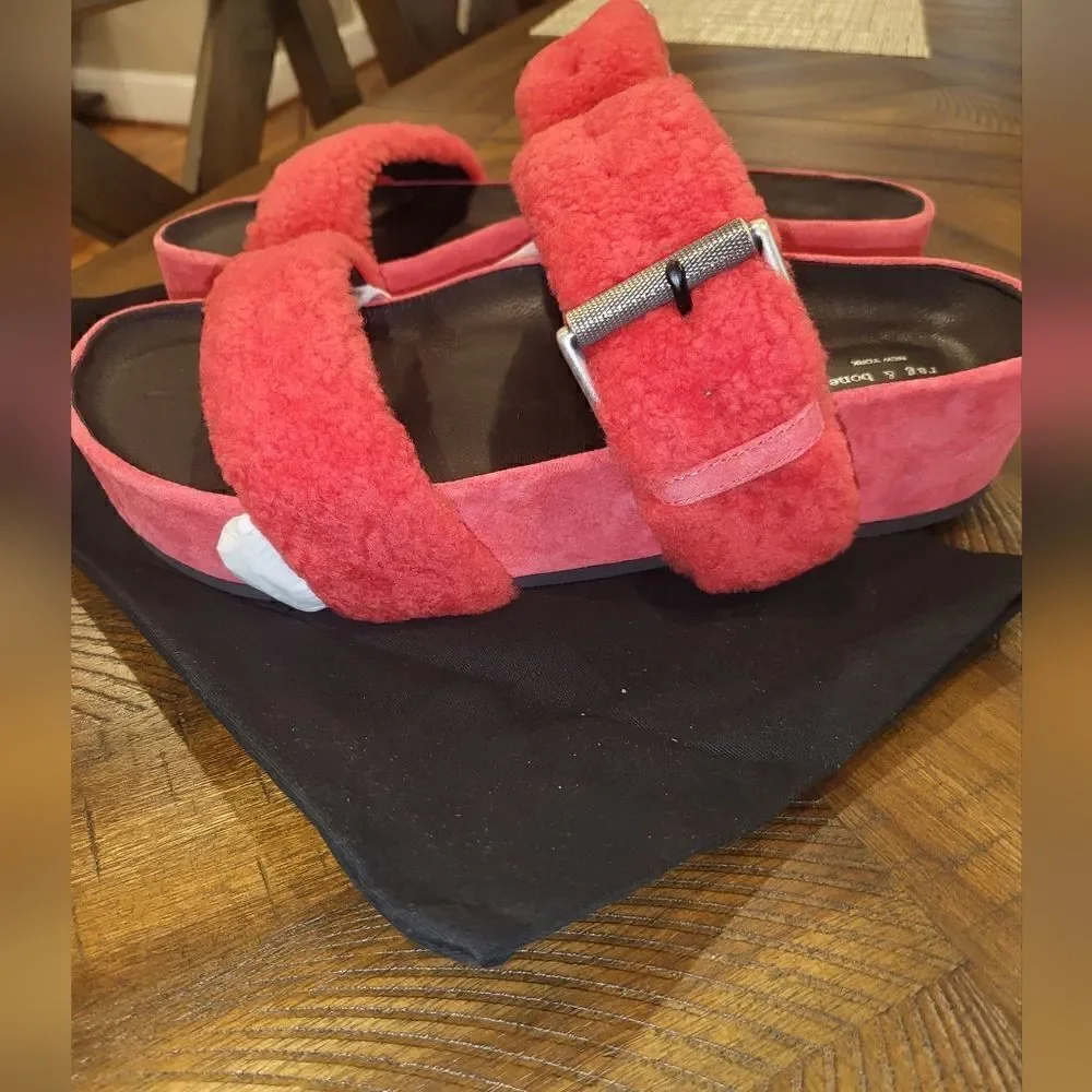 $395 MSRP rag & bone stacked platform sandals size 11 EU 41 red
